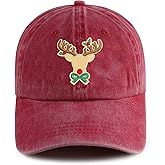 Yuawoi Embroidered Christmas Reindeer Baseball Cap, Novelty Xmas Deer Design, Adjustable for Men Women