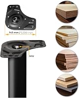 Emuca Adjustable Table Leg Ø60x710mm Steel Black (4 pcs) 50 kg each view 6
