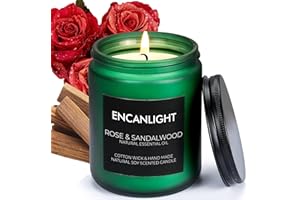 ENCANLIGHT Candles for Home Scented, Rose Aromatherapy Candles, Natural Soy Jar Candles - 13.6oz 45 Hours Burn, Men and Women Gifts for Home Decor, Yoga Relaxing SPA, Stress Relief