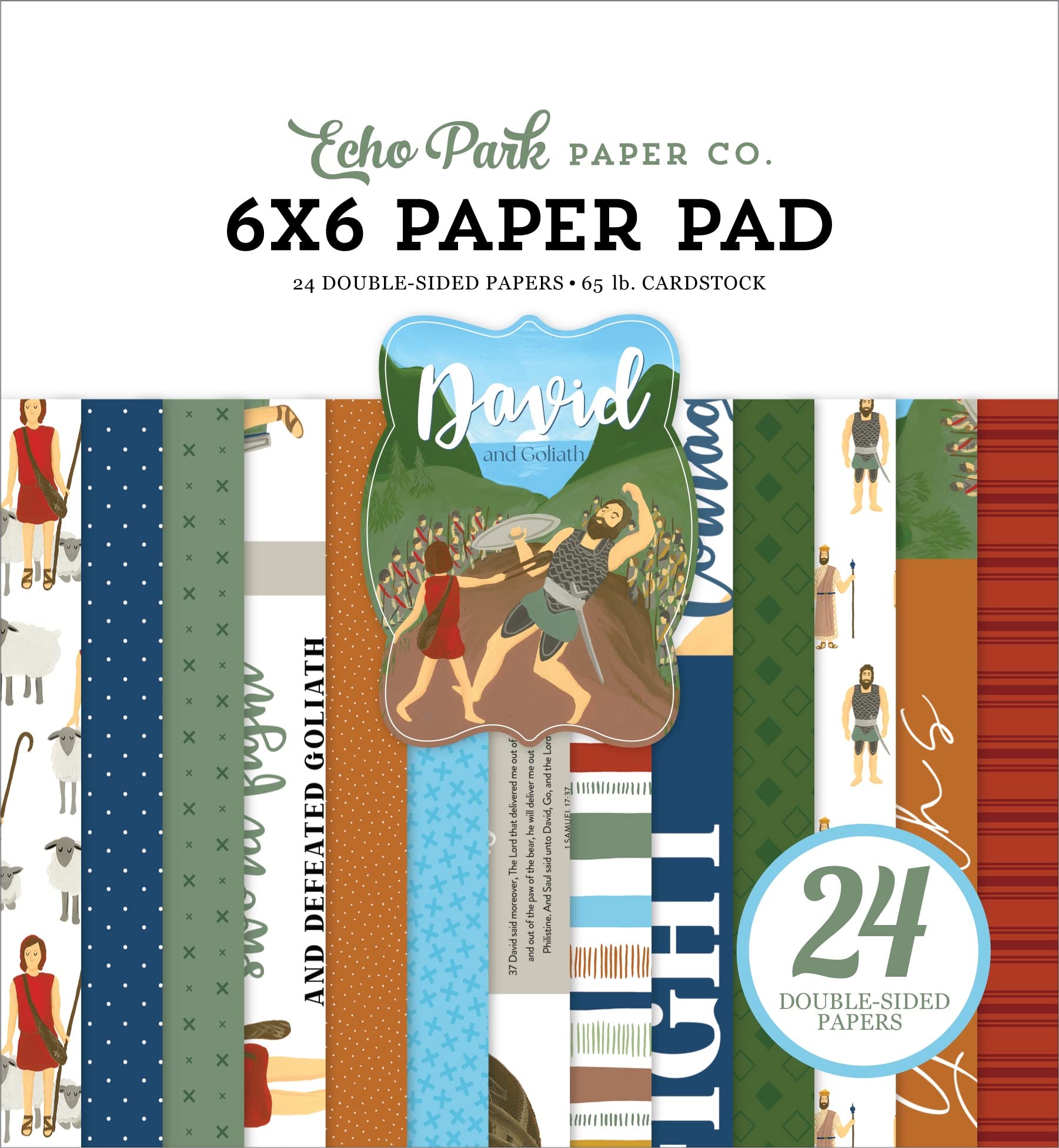 Echo Park Paper Company Echo Park Double-Sided Paper Pad 6"X6" 24/Pkg-Bible Stories: David & Goliath