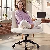 NYPOT Armless Desk Chair with Wheels for Criss Cross Sitting - Cross Legged Wide Armless Chair - Adjustable Vanity 360° Swive