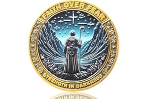 LZWIN Faith Over Fear Christian Challenge Coin with Psalm 23:4 for Strength and Comfort in Dark Times (Single Coin)