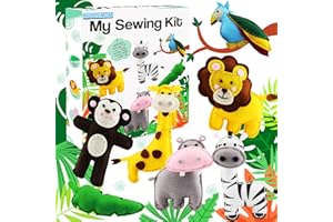 noonimum Craft Sewing Kit for Teens, Learn to Make Your Own Woodland Felt Animals First Sew Kit Beginner DIY Arts Set, Plush Craft Easy Sewing Stuffed Animals for Kids Girls Boys, Set of 7