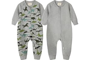 HAJAKADAS-Y Baby Boys' Girls' Cotton Sleep and Play Pjs, Snug Fit Footless Coveralls
