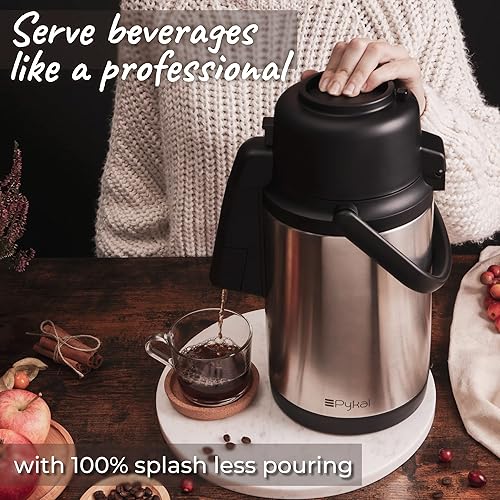 SplashProof Coffee Carafe Airpot Dispenser with Adjustable