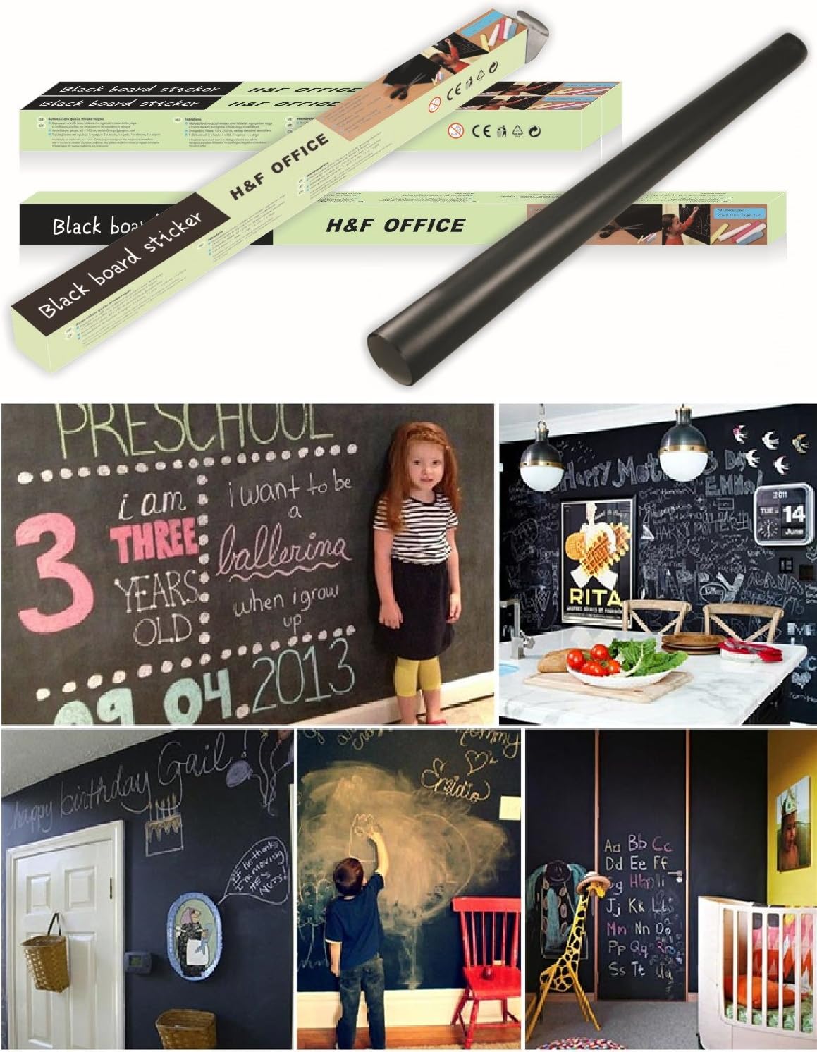 CA MUR Chalk Blackboard Sticker Chalkboard Wall Stickers for Wall 79 Inch Long 18 Inch Width