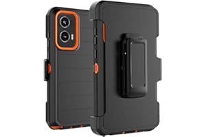 Takfox Moto G Stylus 5G 2024 Case, for Motorola G Stylus 2024 5G Belt Clip Holster Phone Case [Built-in Screen Protector] Kickstand Protective Rugged Heavy Duty Shockproof Dustproof Cover-Black/Orange