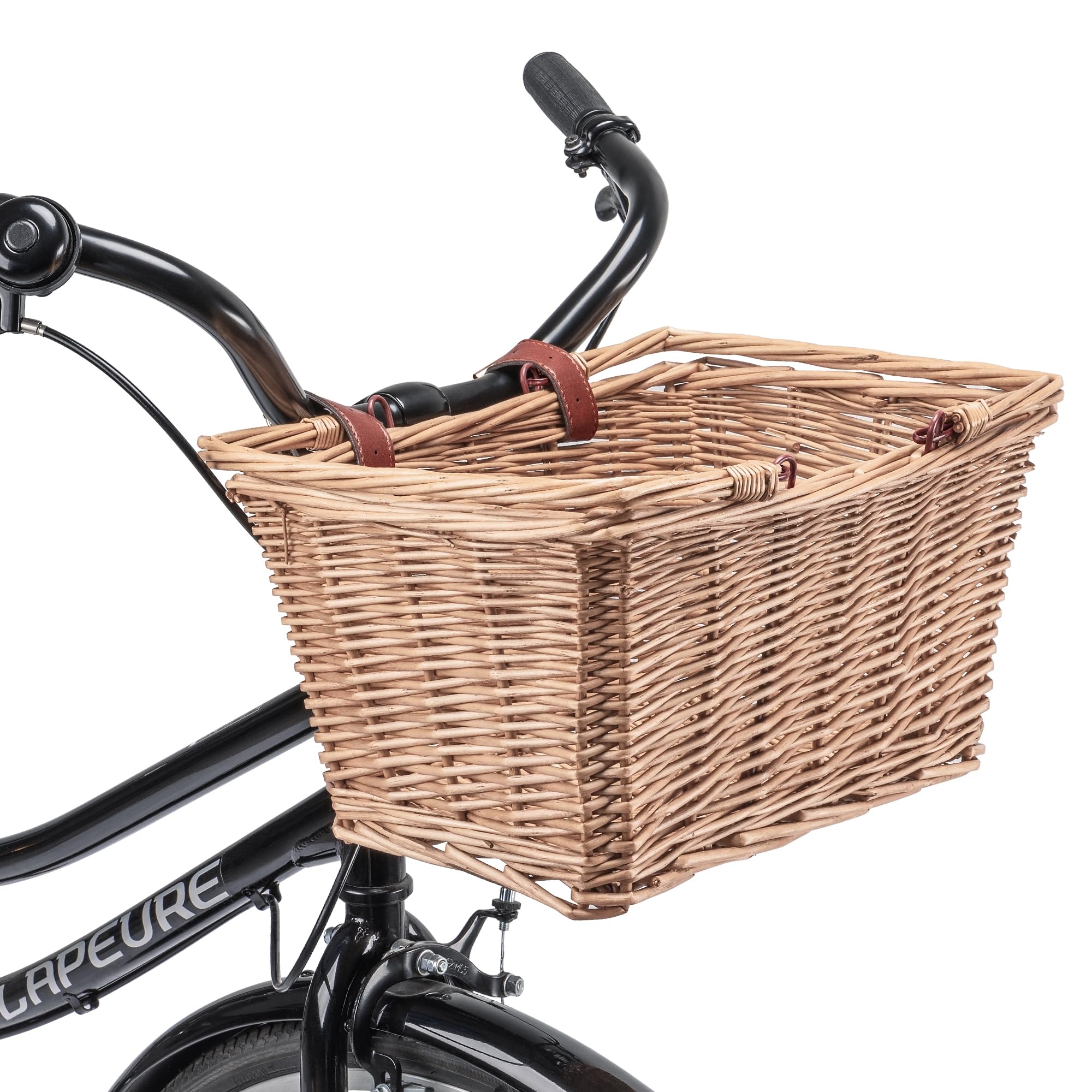 Photo 1 of Bike Basket - Original Wicker Front Bicycle Bike Baskets - Handmade Woven Wicker Bike Basket with Adjustable Leather Straps (Nature)