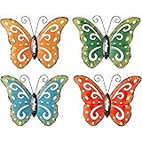 hogardeck Metal Butterfly Wall Decor, 4 Pack Metal Wall Art Butterfly Fall Decorations Hanging for Patio, Fence, Garden, Yard