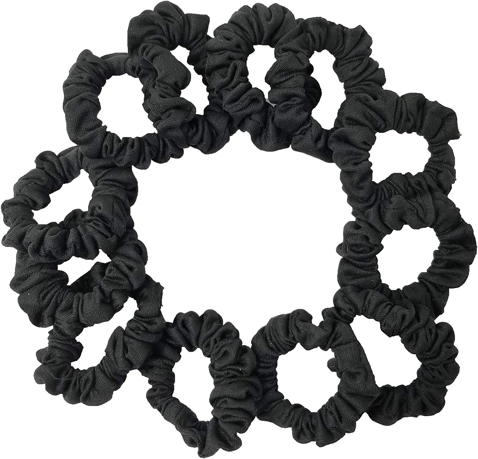 EVOGIRLRubberdand Soft Elastic Seamless Scrunchie All Day Comfort Ponytailers Black, Med, For Women/Girls/School Use (Pack Of 12)
