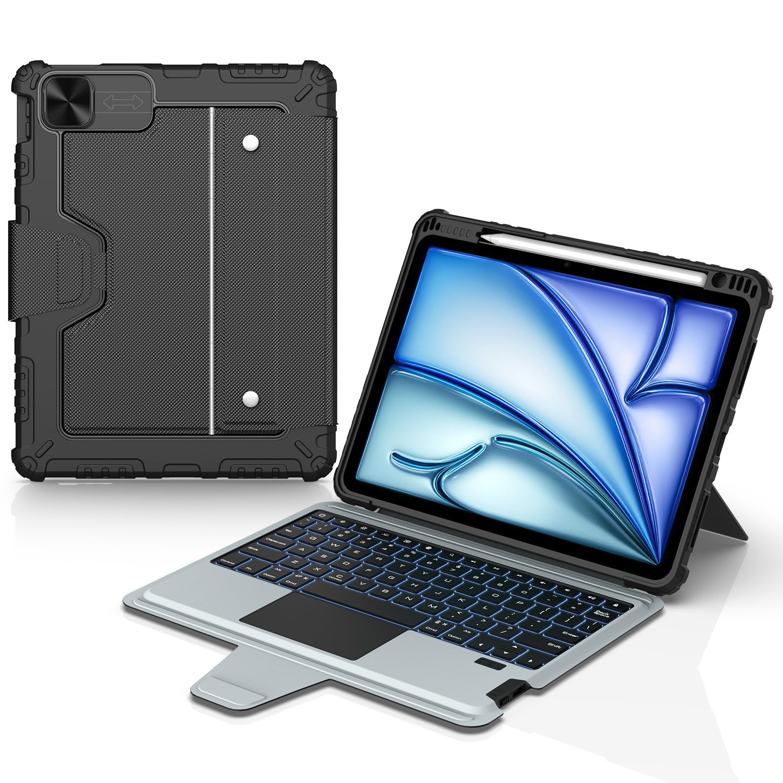 Nillkin iPad Air 11 inch Case with Keyboard(M3/2025,M2/2024) 180° Adjustatable Stand, Backlit Magic Keyboard with Trackpad for iPad Pro 11 inch (1st, 2nd, 3rd, 4th Gen), iPad Air 5/4 10.9"-Black