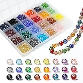 6mm 1200Pcs Briolette Faceted AB Crystal Glass Beads 24 Colors Rondelle Shape for Jewelry Making Bracelets Necklaces DIY Craft Decorative