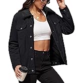 MAGCOMSEN Women's Corduroy Jacket Sherpa Fleece Lined Warm Winter Coat Button Down Casual Jacket with Pockets