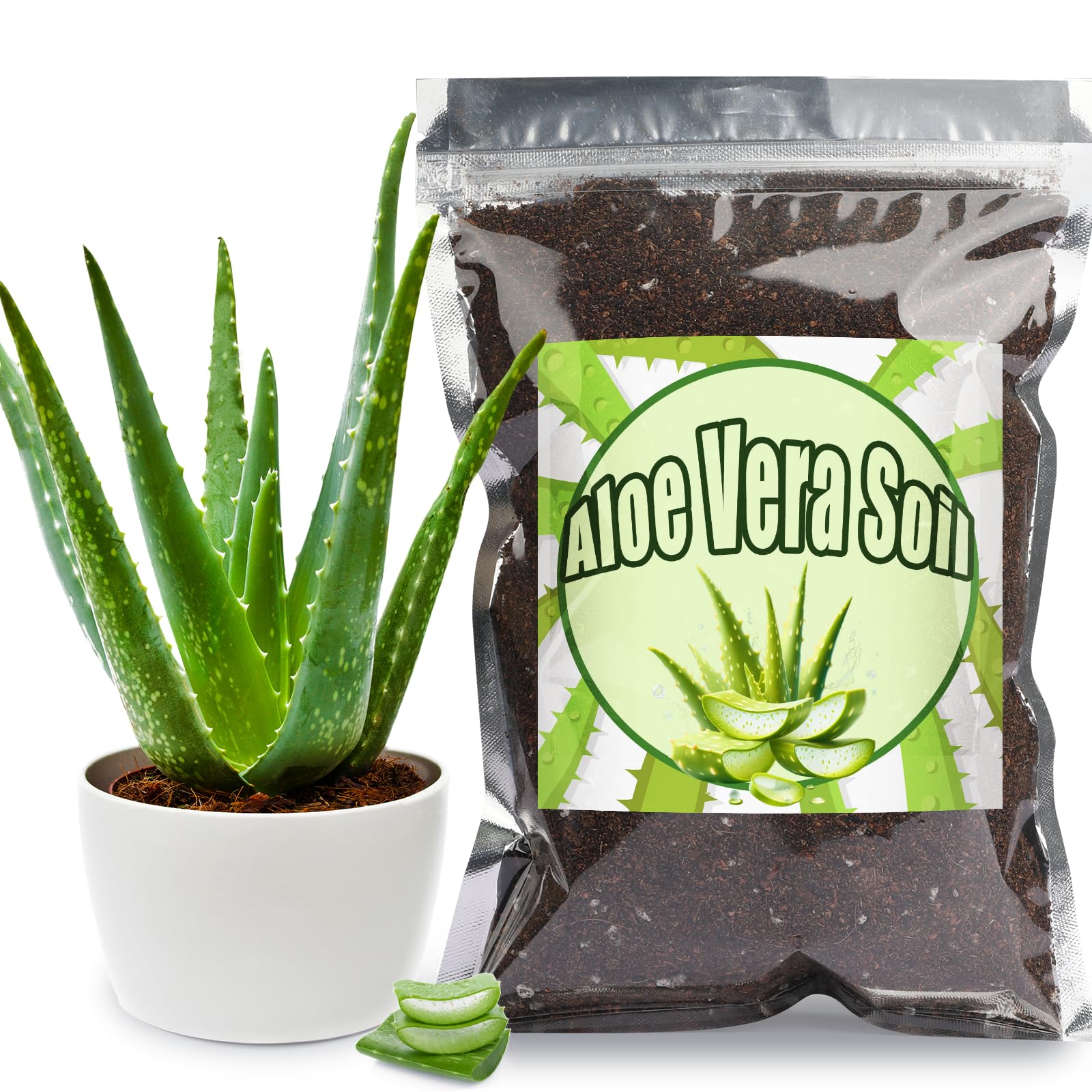 GOTVUGE Premium Aloe Vera Potting Soil Mix 2L, Ready to Use for Seedling and Growing of Aloe Vera Plants or Other Houseplants