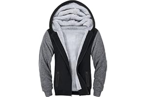 SECOOD Hoodies for Men Zip Up Sweashirts Thick Coats Fleece Sherpa Lined Winter Heavyweight Hooded Jacket