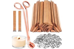 CollectHall 120 Pcs Extra Thick Wood Wicks, Wide Wood Wicks for Candles Making with Wick Trimmer, Wooden Wicks 5.1×0.75×0.04 Inches for 8 oz Candle Jar, Long-Lasting Flame, Easy to Burn (60 Sets)
