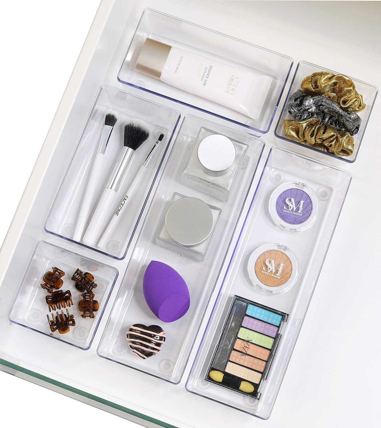 6 Pack - Simple Houseware Clear Plastic Desk Drawer Organizers: Home Improvement