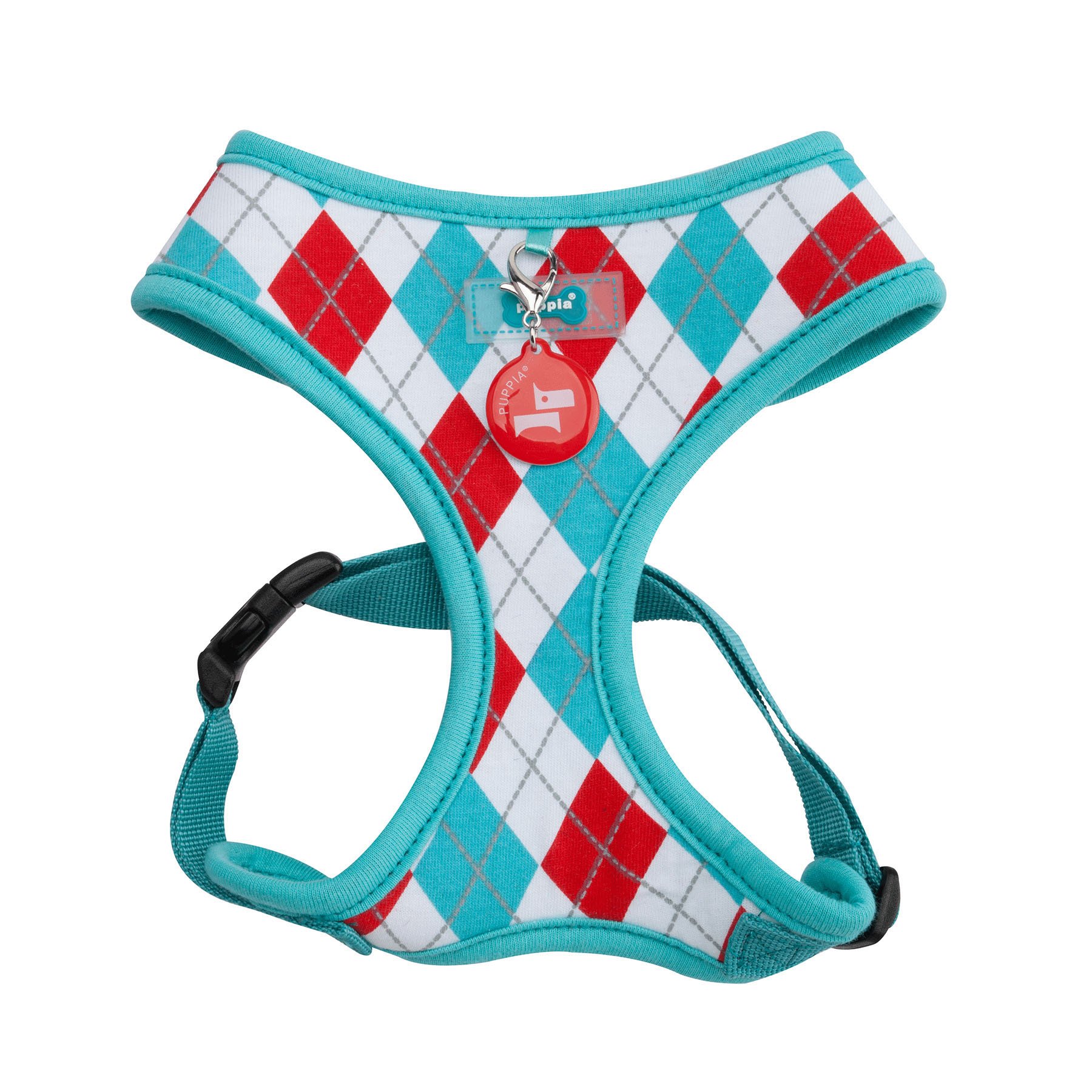 Puppia Argyle Harness A, Large, Aqua