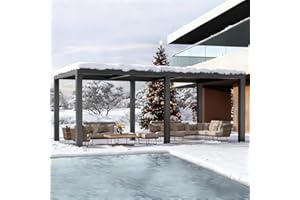 LVUYOYO Outdoor Louvered Pergola 10' x 20', Patio Aluminum Pergola with Adjustable Roof, Metal Gazebo for Backyard, Garden, Deck(Black)