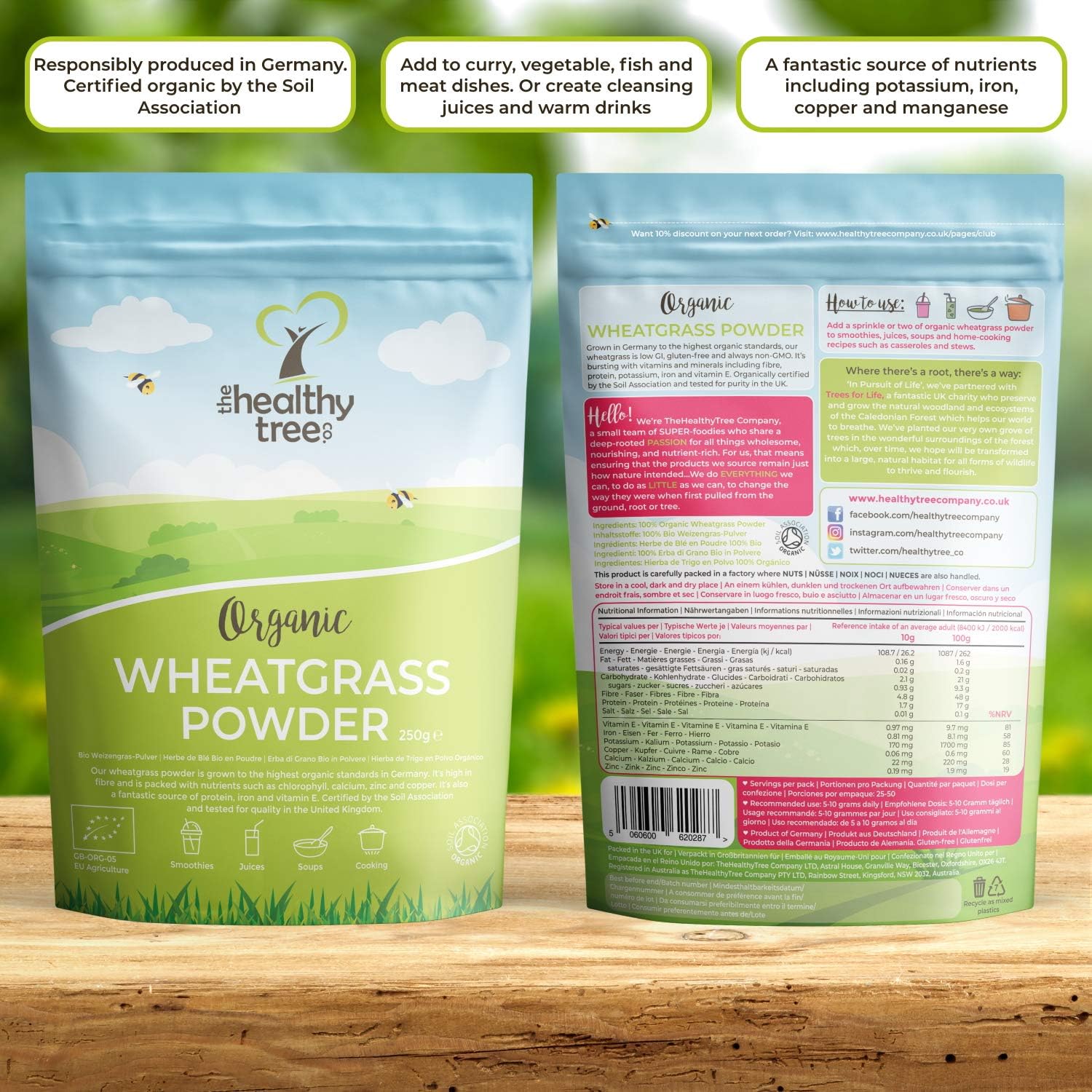 Organic Wheatgrass Powder by TheHealthyTree Company, High in Fibre, Vitamin E, Potassium and Iron - Image 5