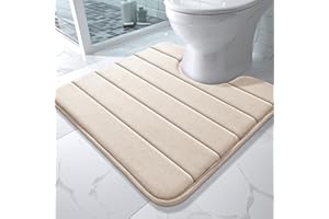 Memory Foam Toilet Bath Mat U-Shaped, Soft and Comfortable, Super Water Absorption, Non-Slip, Thick, Machine Wash and Easier 