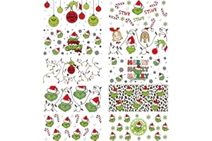 LCACAY UV DTF Cup Wrap, 10 Sheet Christmas Transfers Stickers for 16 oz Glass Cups, Winter Rub on Transfer for Crafting, Waterproof Transfer Decals for Libbey Glass Tumblers Furniture Wood DIY Crafts