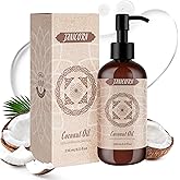 JANICORN 100% Pure Coconut Oil – Cold-Pressed, Virgin, Unscented Hydrating Carrier Oil for Skin & Hair, Smooth-Absorbing Moisturizing Care for Face, Body & Massage, 8 fl oz / 236 ml