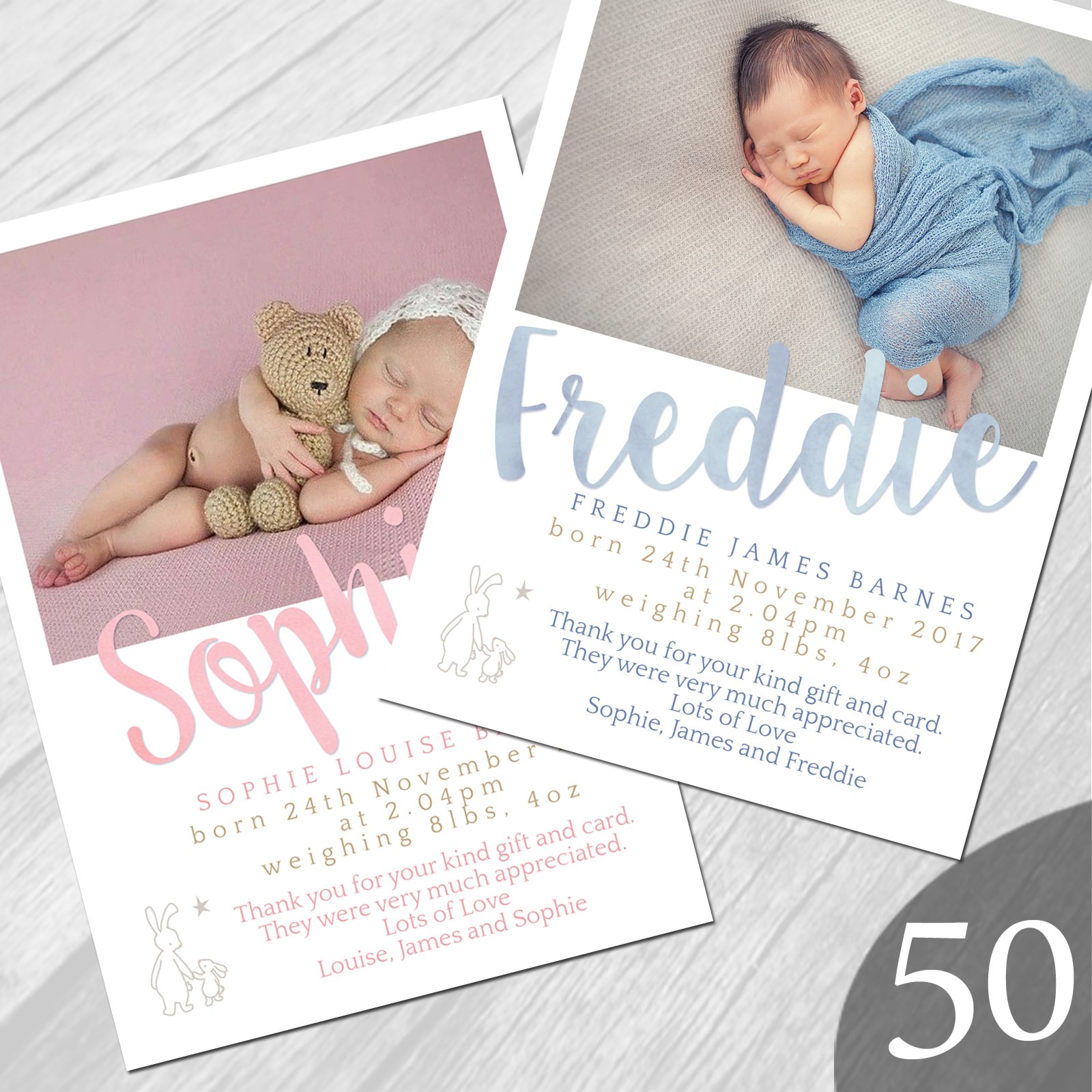 cheap personalised baby thank you cards