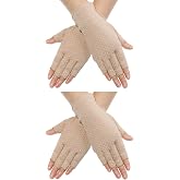 Maxdot Sun Gloves for Women UV Protection | Fingerless Driving Sunblock Gloves for Summer Outdoor, Non-slip Sunscreen Gloves, Breathable, Dot Design, Finger Movement