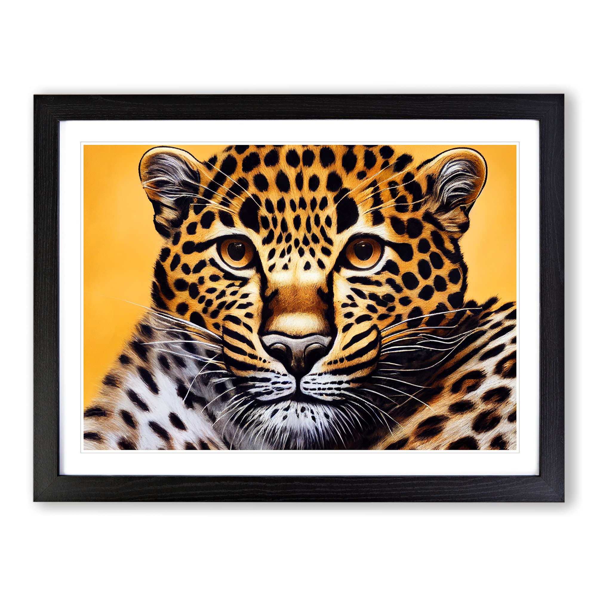 Beguiling Leopard Framed Print | A3 Black Framed Wall Art | Ready to Hang | Modern Animal Picture | Living Room Bedroom Lounge Office