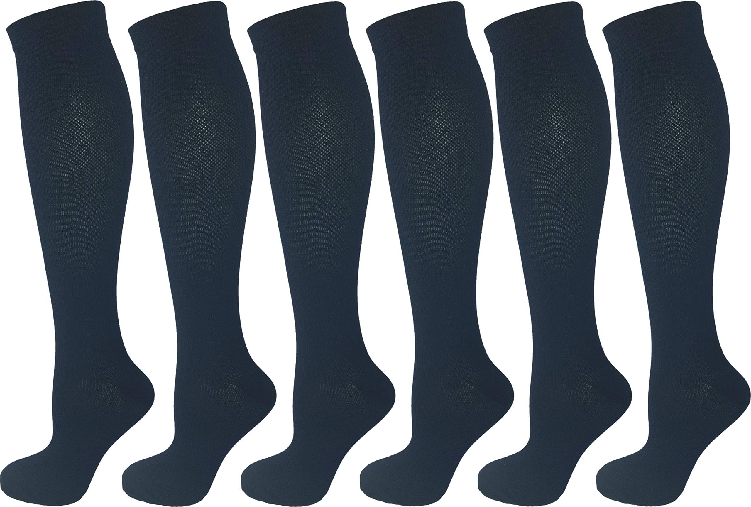 6 Pair Pack Ladies Compression Socks (Small/Medium, All Navy Blue)