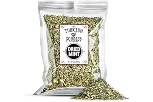 TURKISH GOODIES BY JAIRESTONE Dried Mint Leaves 6oz – Premium Cut & Sifted, All-Natural, No Stems, Perfect for Tea, Cooking & Seasoning - Gluten Free, Halal, Turkish Dried Spearmint Leaves, Crushed Peppermint Tea