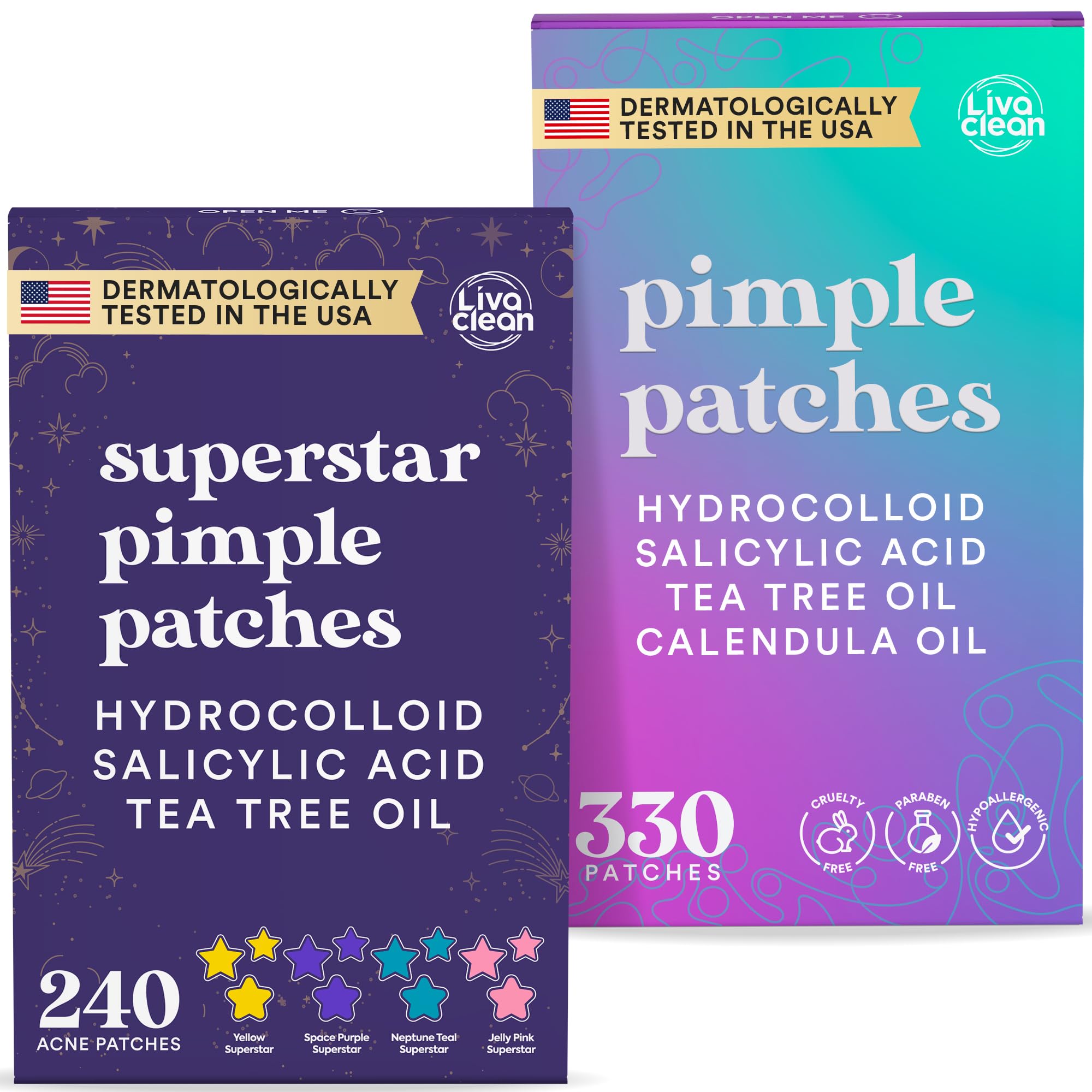 Livaclean 240 CT Star Pimple Patches for Face + 330