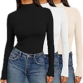 Ekouaer 3 Pack Womens Mock Turtleneck Tops Long Sleeve Shirts Slim Fit Fall Fashion Thermal Underwear Basic Winter Clothing