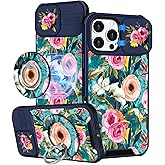 Buleens for iPhone 16 Pro Max Case 6.9 Inch - with Ring Stand & Camera Cover Aesthetic Cute Designed Women Girls Girly Pretty Flowers Kawaii Phone Case for iPhone 16 Pro Max Compatible with Magsafe