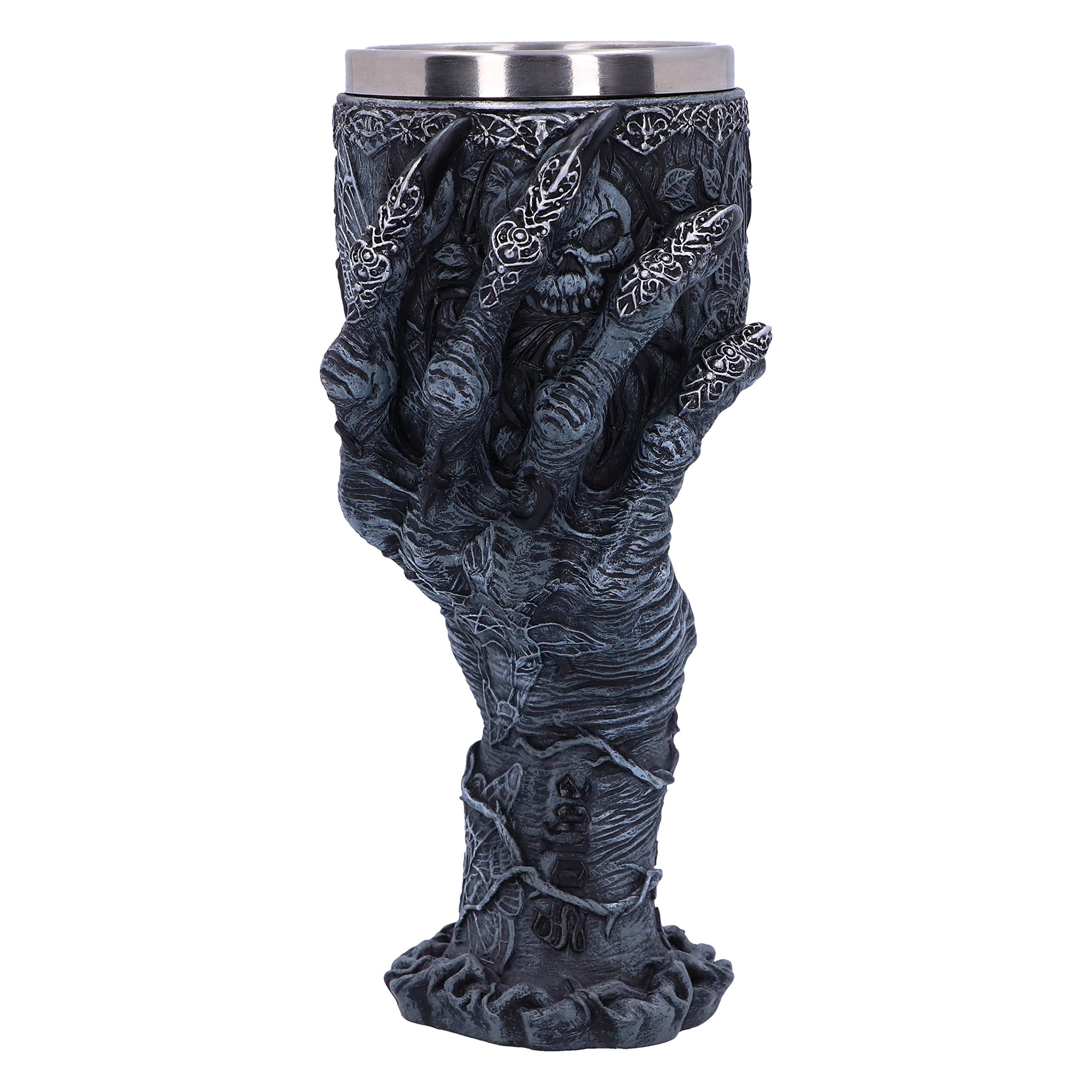 Nemesis Now Baphomet's Grasp Horror Hand Goblet Glass, Polyresin, Black and Silver, 18cm
