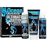 H2Ocean Ultimate Tattoo Aftercare Kit – Complete 3 Step Water-Based Skincare Regimen for Faster Tattoo Healing – Blue Green Foam Soap (1.7 oz), Ocean Care Cream (2.5 oz) & Ocean Foam Moisturizer(2 oz)