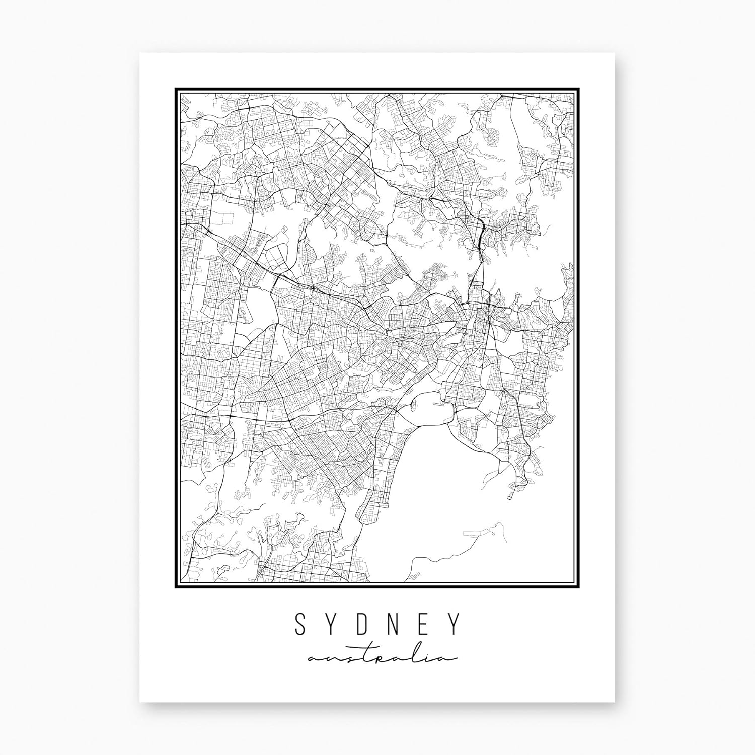 Amazon Com Sydney Australia Street Map Black And White Print Unframed Handmade