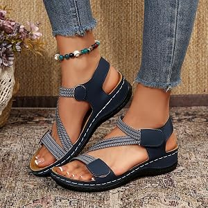 Women's Orthopedic Wedge Sandals Adjustable Hook and Loop Strap Comfort Platform Sandals Non-Slip Summer Walking Shoes