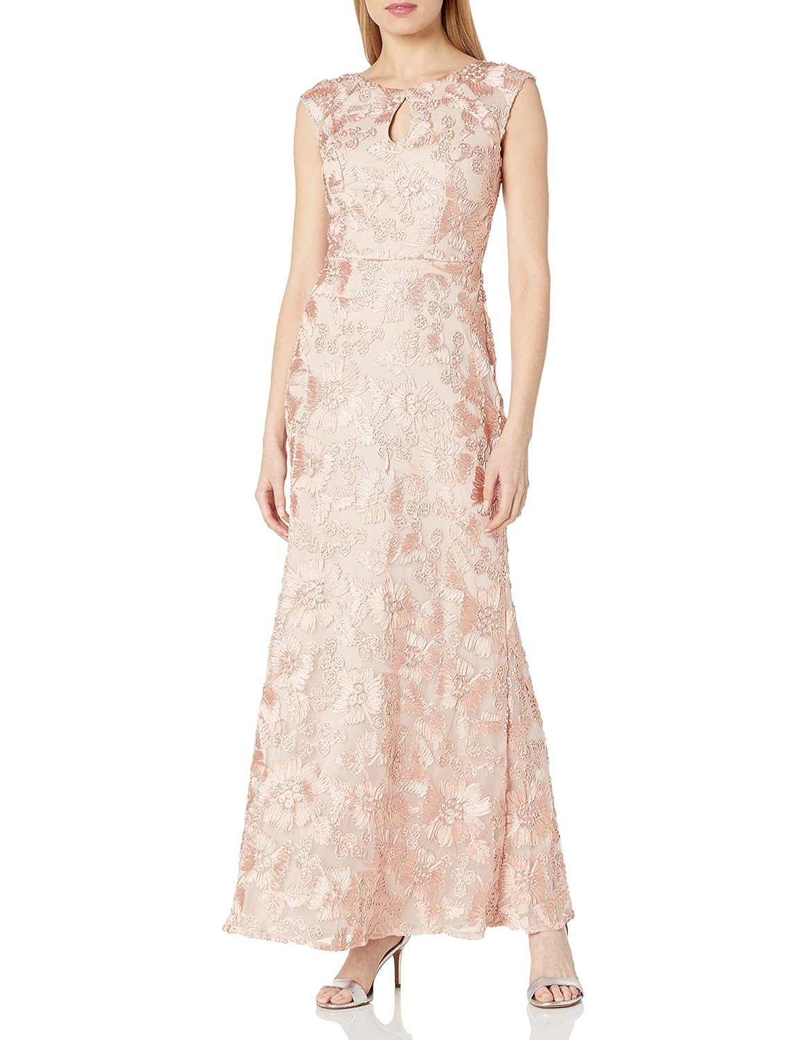 Alex Evenings Womens Long A-line Rosette Dress