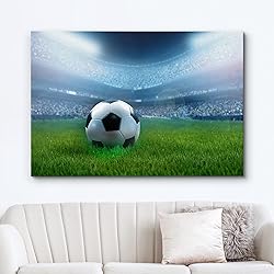 wall26 Canvas Print Wall Art Soccer Ball on Green