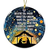 Religious Nativity Ornament 2025 – Nativity Scene Ornament 2025 with Bible Verse Message, White Elephant Gift – Faith-Based Holiday Tree Decoration & Gift,