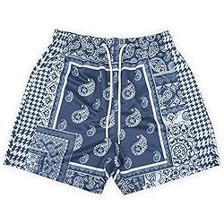 DIOTSR Mens Mesh Paisley Shorts, Casual Retro