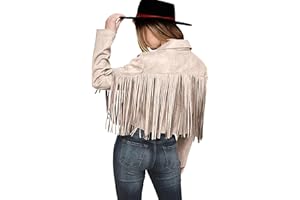 PRETTYGARDEN Women's Fringe Faux Suede Leather Jackets Spring Fashion 2026 Tassel Motorcycle Cropped Coats