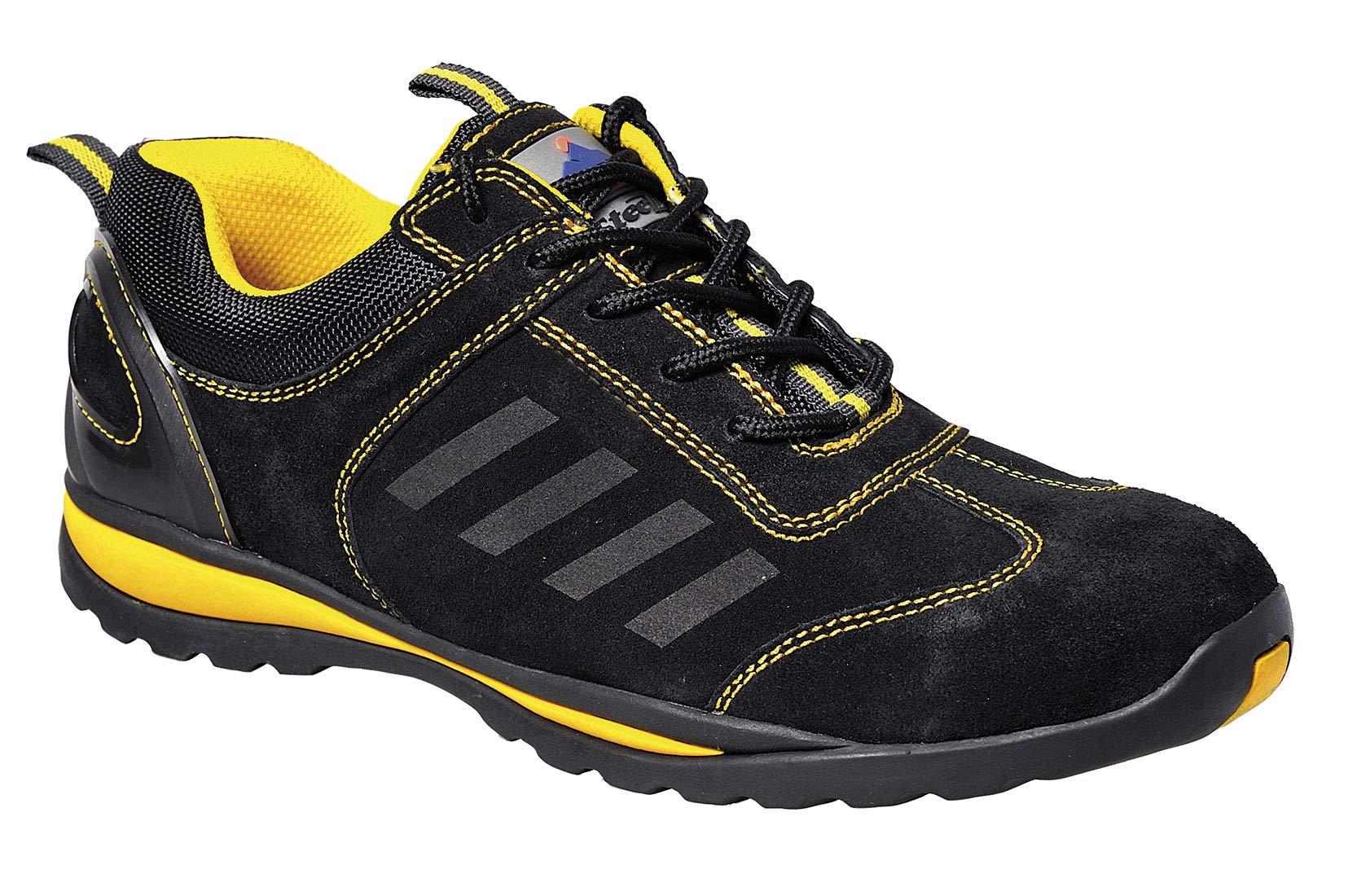 Portwest Steelite Lusum Safety Trainer S1P HRO, Size: 43, Colour: Black, FW34BKR43