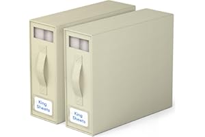 Dobyusf Bed Sheet Organizer,Foldable Sheet Organizer and Storage for Linen Closet,Organizing Bedding Container(Queen & King Size) (2 Pack, Ivory)