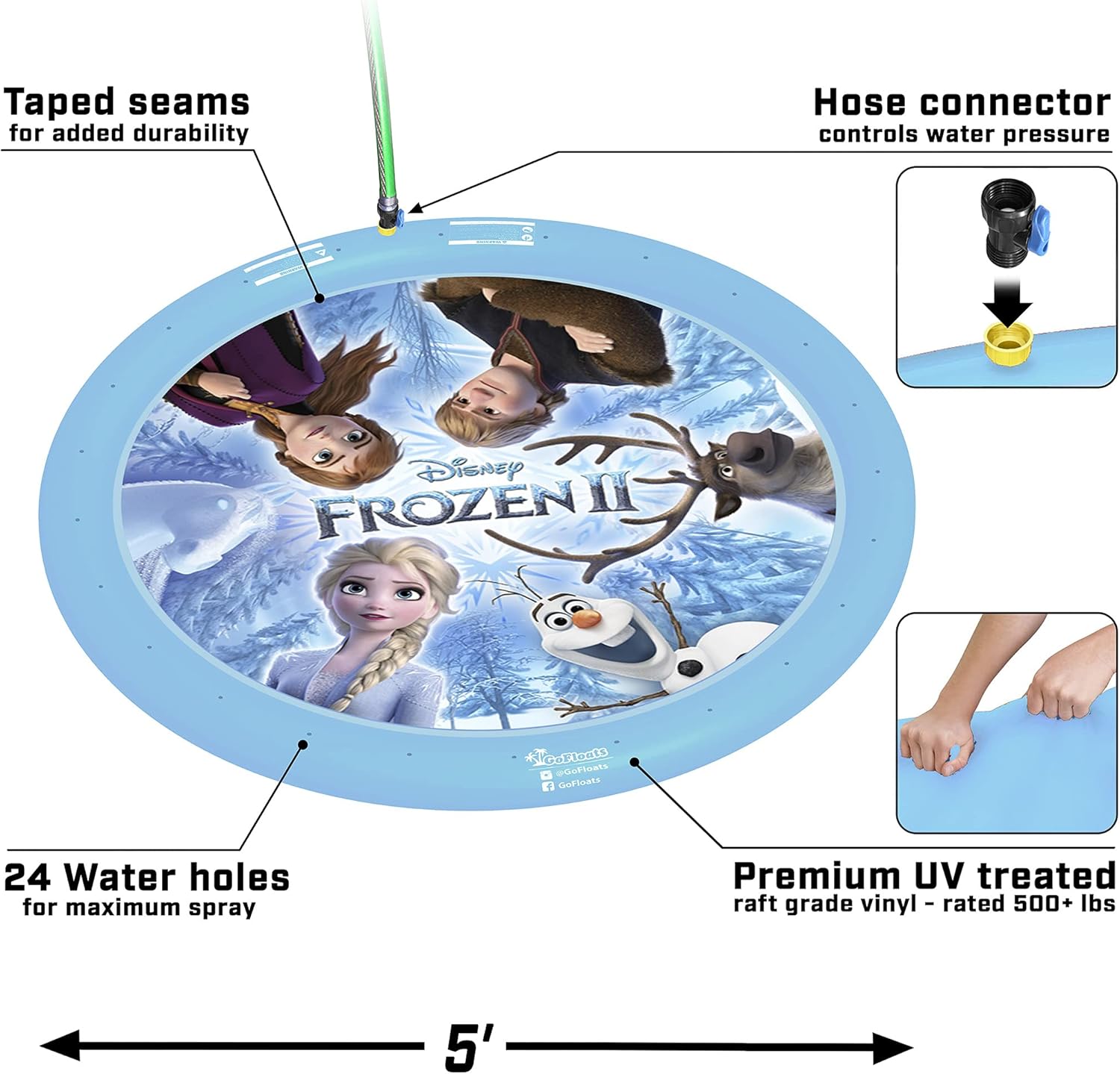 GoFloats Disney Frozen 2 Splash Mat, Blue (DIS-Splash-Frozen): Sports & Outdoors