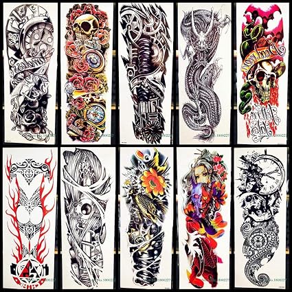 10 Hojas Acuarela Muerte Flor Tatuaje Pegatinas Hombres Brazo