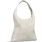 Italian Calf Leather Unlined Hobo Bag for Women with Zipper | Large Slouchy Shoulder Handbag Tote Bucket Purse Pocketbook