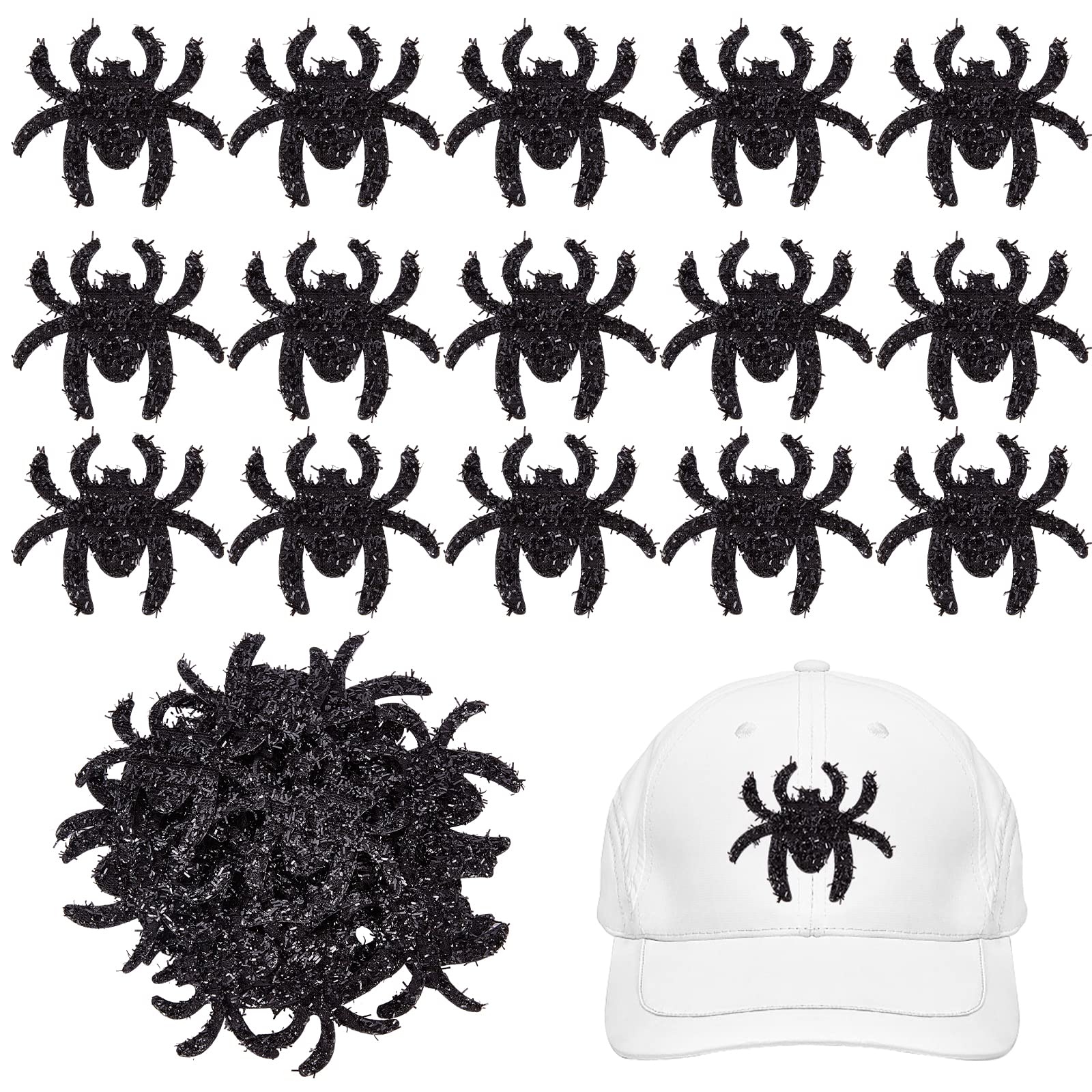 GORGECRAFT 40PCS 2.6" Halloween Non-woven Patch Spider Patches Embroidered Fabric Appliques Sew On Stickers Decoration Ornaments for Clothing Bags, Hats, Embroidery Arts Crafts